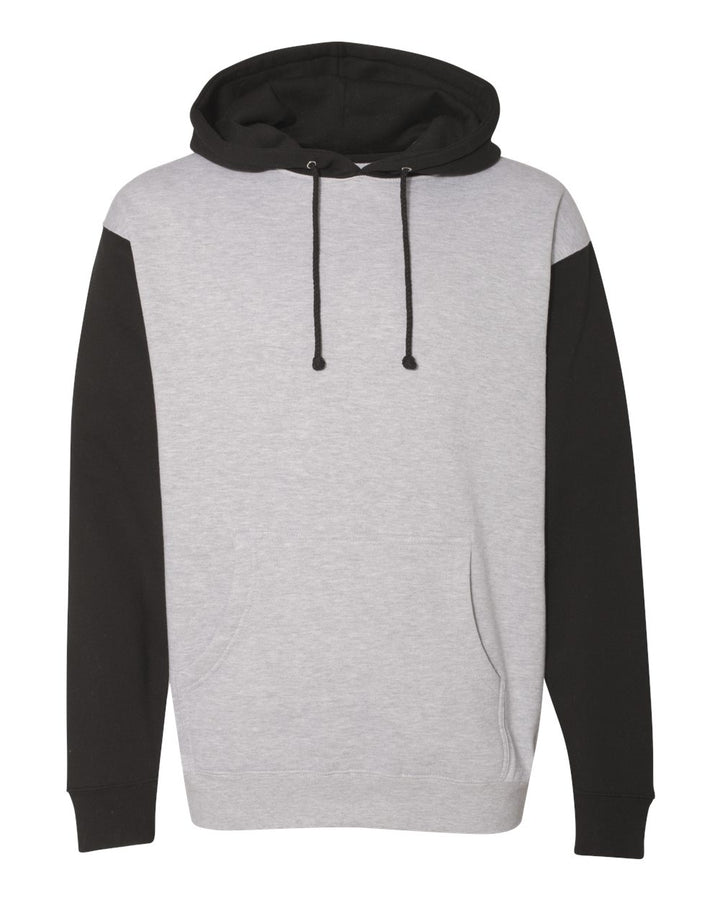 Front View of Grey Heather/ Black Heavyweight Hooded Sweatshirt - IND4000
