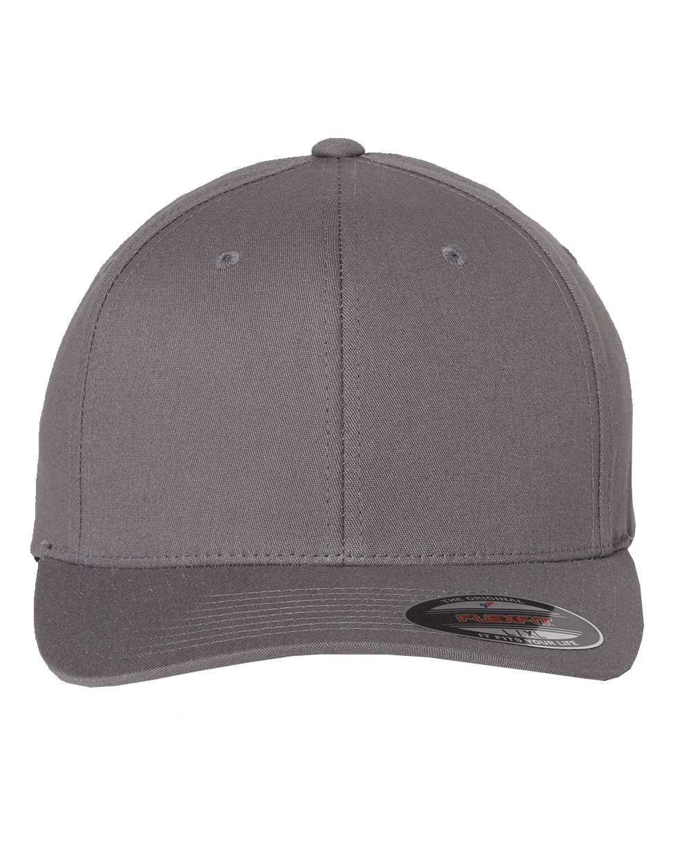 Front View of Grey V-Flexfit® Cotton Twill Cap - 5001