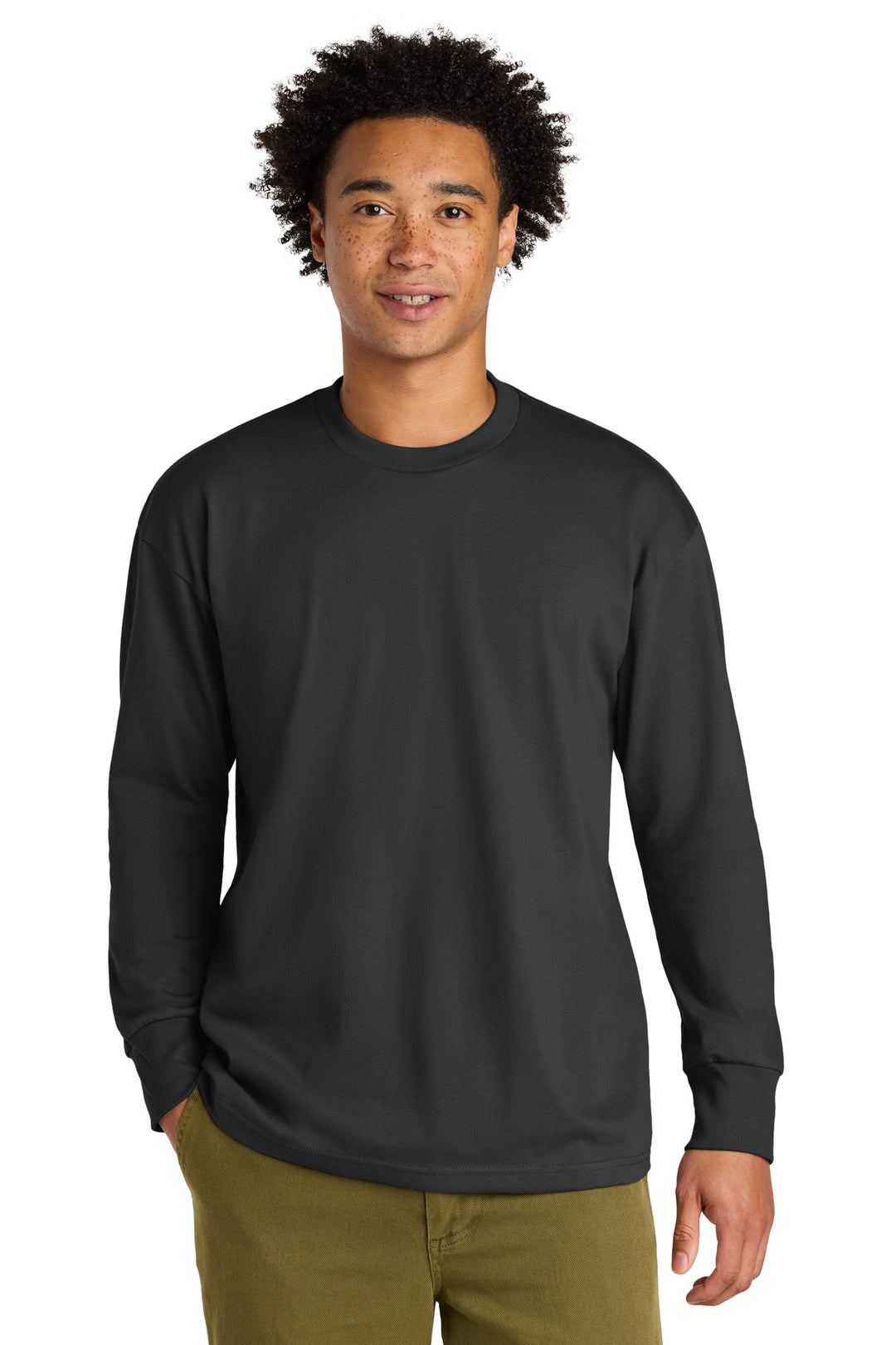 Front View of GrphBlack Next Level Apparel Heavyweight Long Sleeve Tee NL7211