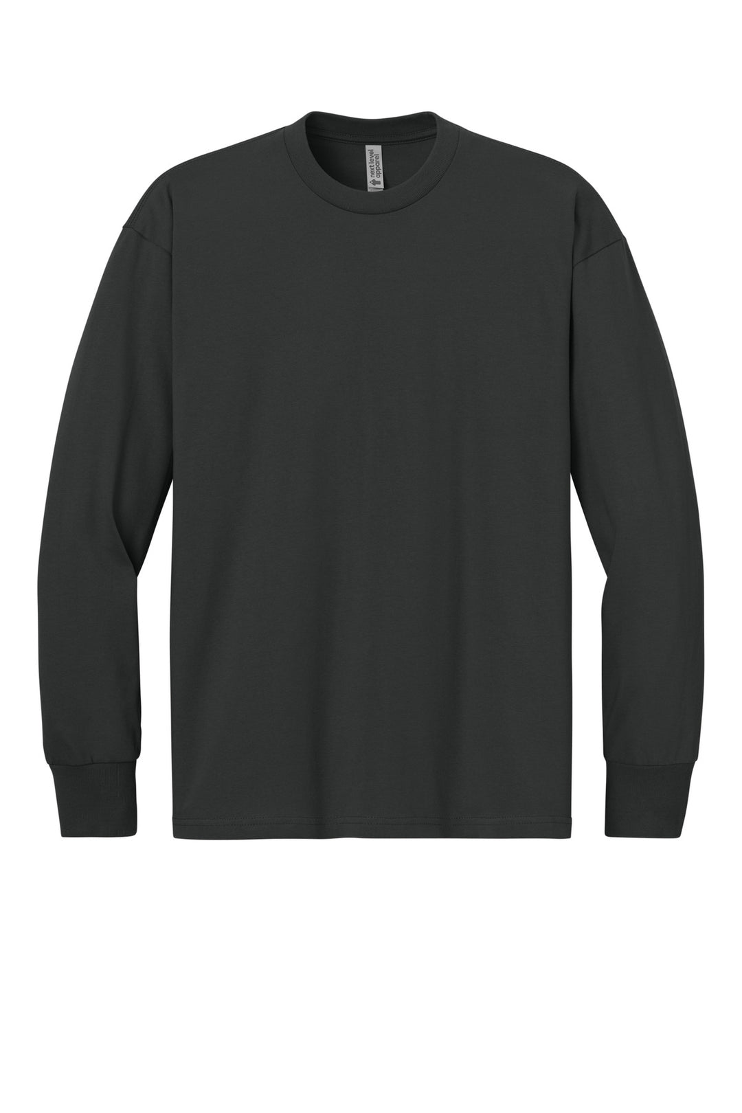 Front View of GrphBlack Next Level Apparel Heavyweight Long Sleeve Tee NL7211