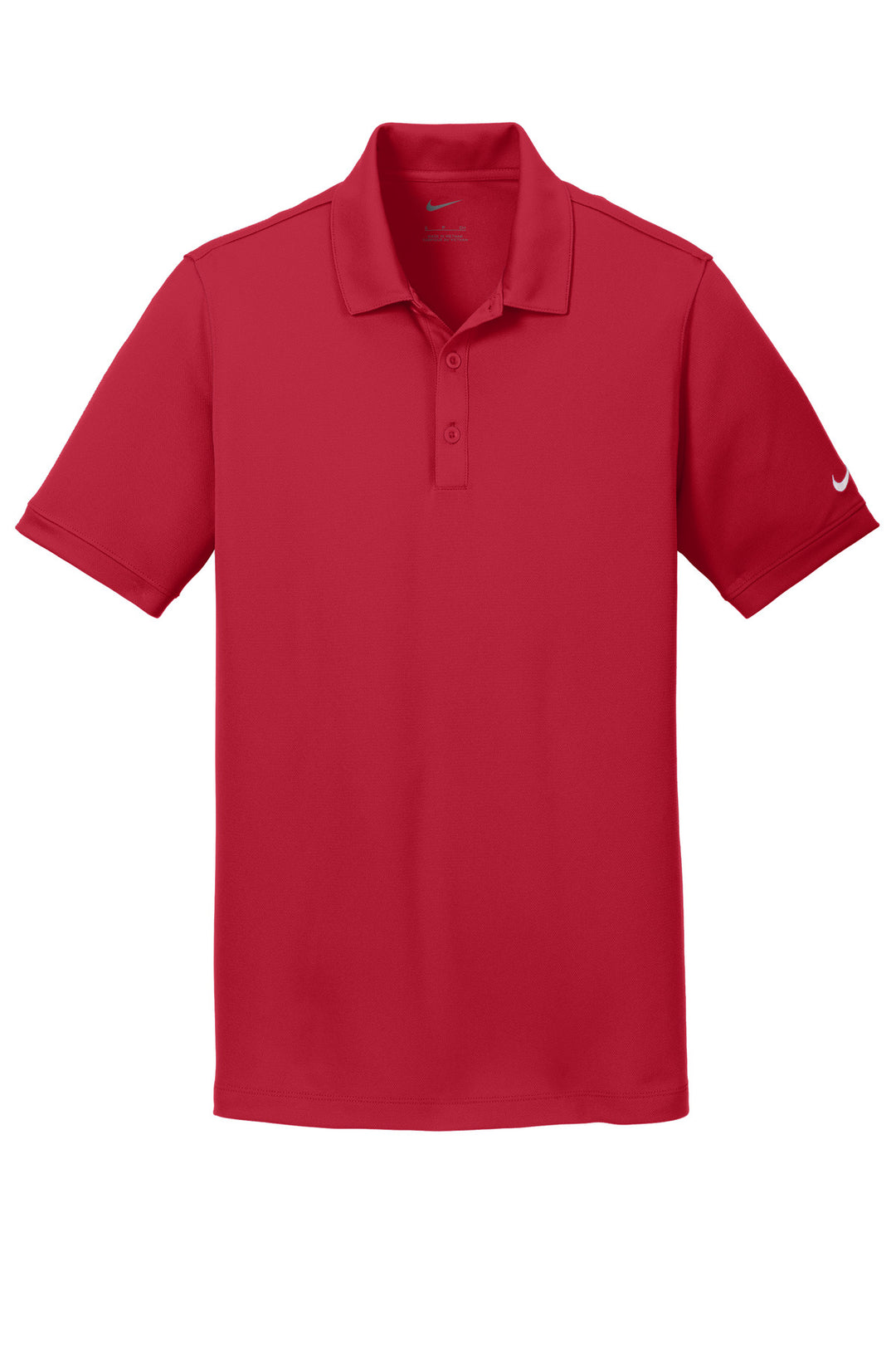 Front View of Gym Red Nike Dri-FIT Solid Icon Pique Modern Fit Polo. 746099