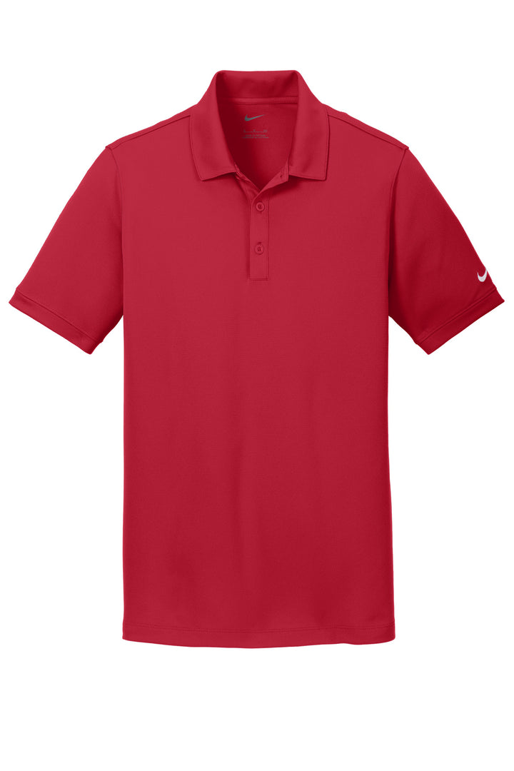Front View of Gym Red Nike Dri-FIT Solid Icon Pique Modern Fit Polo. 746099