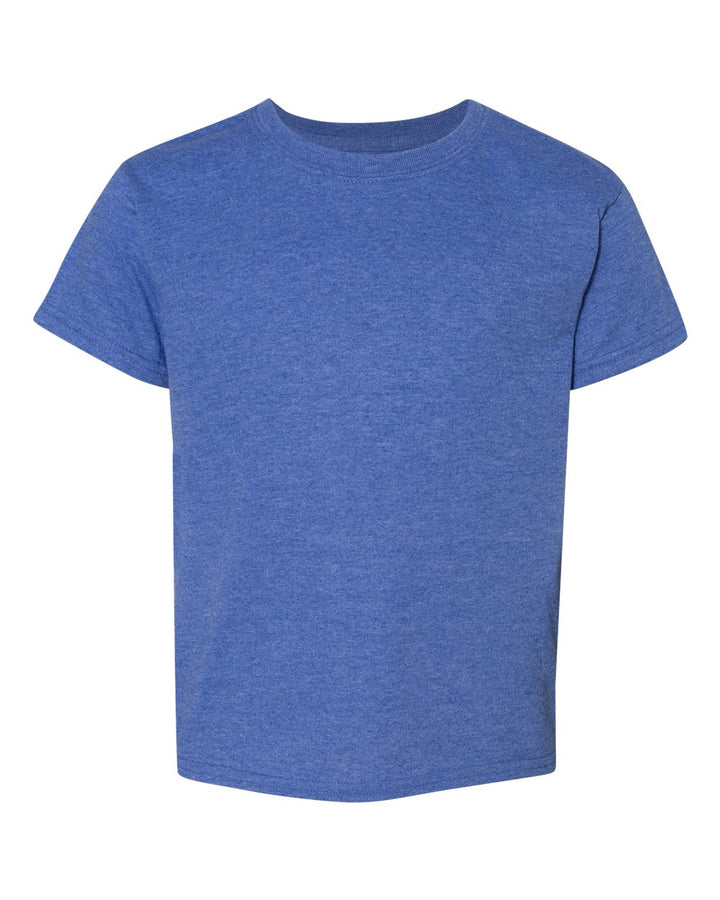 Front View of Heather Deep Royal DryBlend® Youth T-Shirt - 8000B