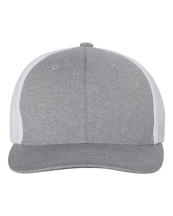 Front View of Heather Grey/ White Mélange Trucker Cap - 6311