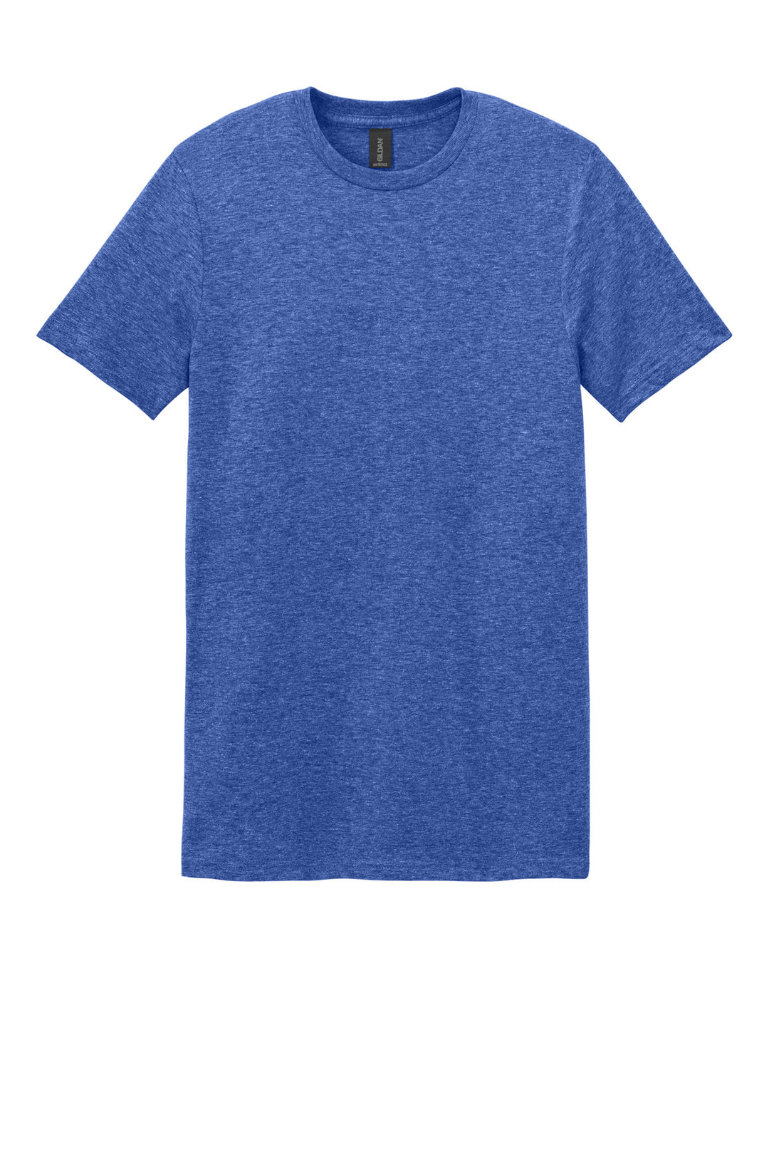 Front View of Heather Royal Gildan Softstyle T-Shirt. 64000