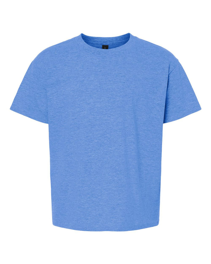 Front View of Heather Royal Softstyle® Youth T-Shirt - 64000B