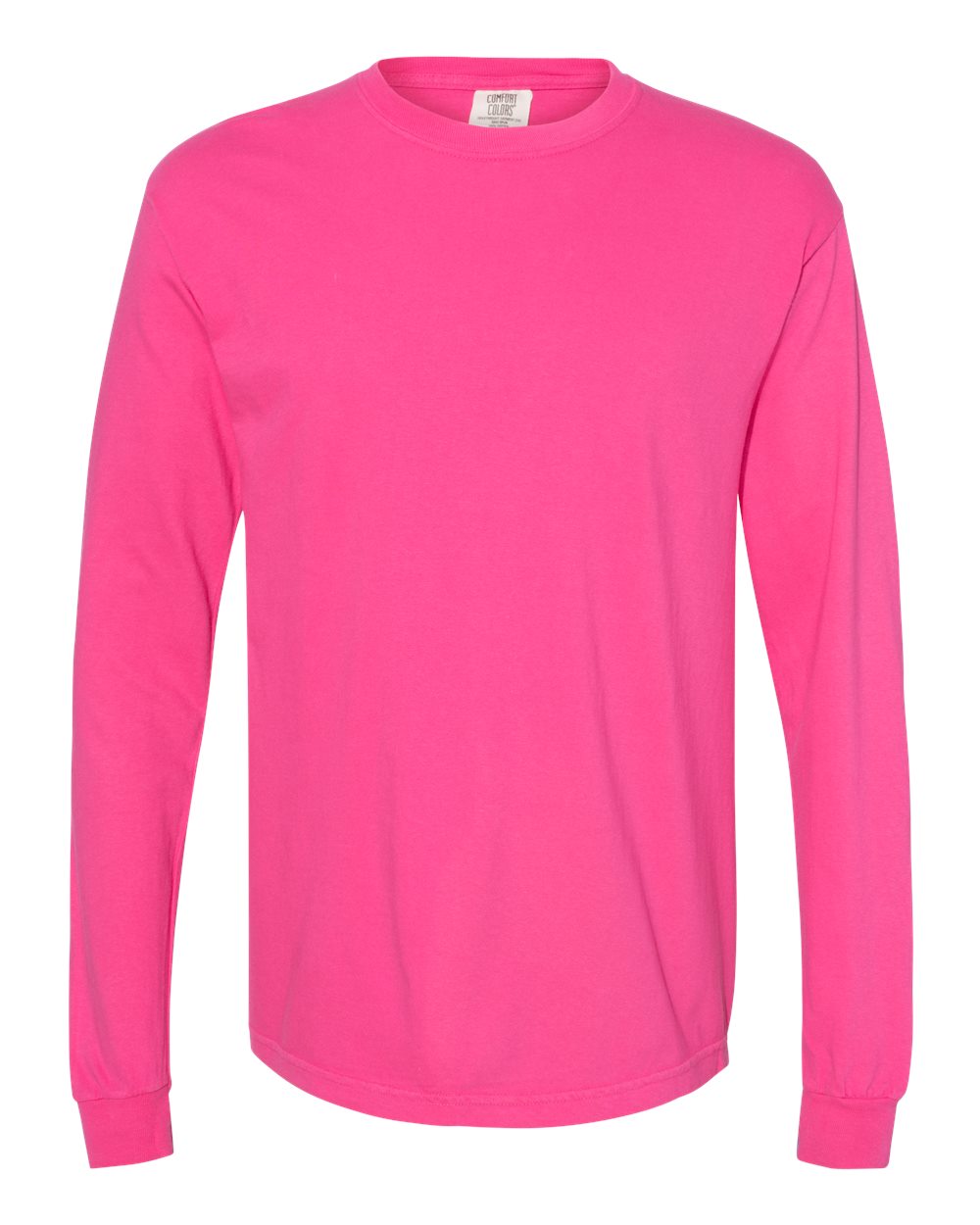 Front View of Heliconia Garment-Dyed Heavyweight Long Sleeve T-Shirt - 6014