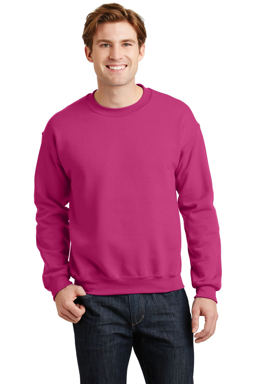 Front View of Heliconia Gildan Heavy Blend Crewneck Sweatshirt. 18000
