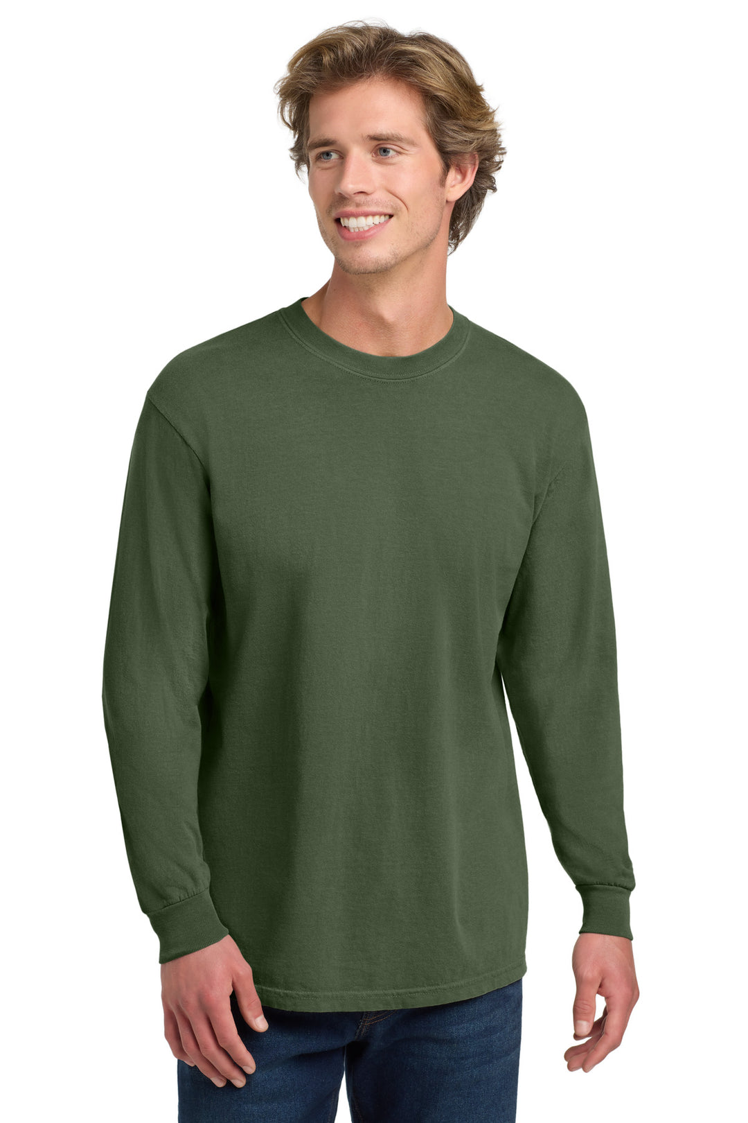 Front View of Hemp COMFORT COLORS Heavyweight Ring Spun Long Sleeve Tee. 6014