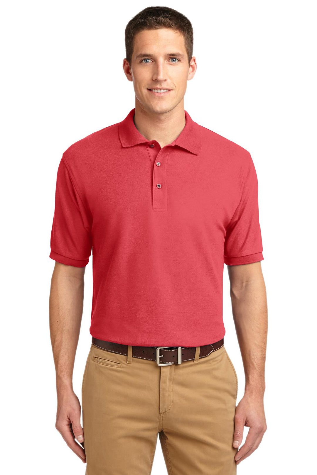 Front View of Hibiscus Port Authority Silk Touch Polo K500
