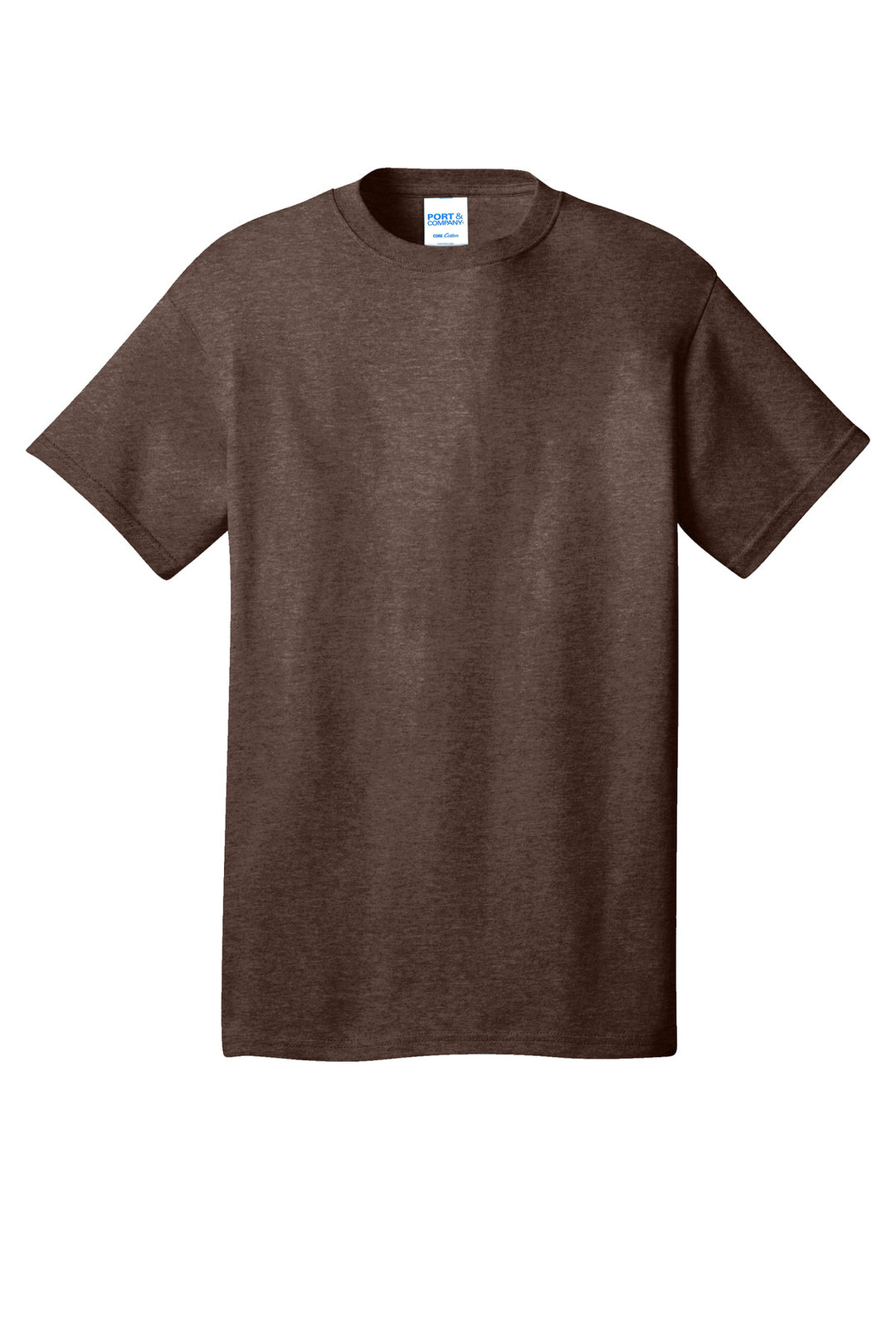 Front View of HtDkChocBr Port & Company - Core Cotton Tee. PC54