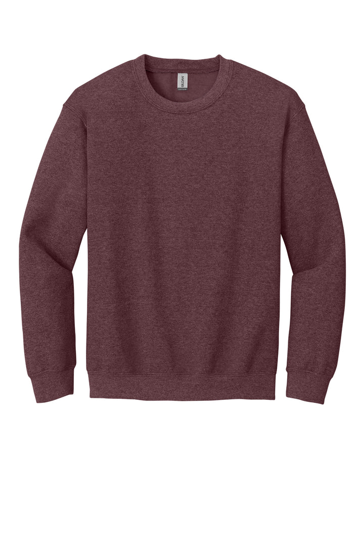 Front View of HtDkMaroon Gildan Heavy Blend Crewneck Sweatshirt. 18000