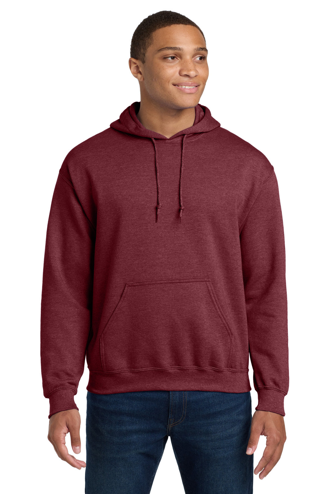 Front View of HtDkMaroon Gildan - Heavy Blend Hooded Sweatshirt. 18500