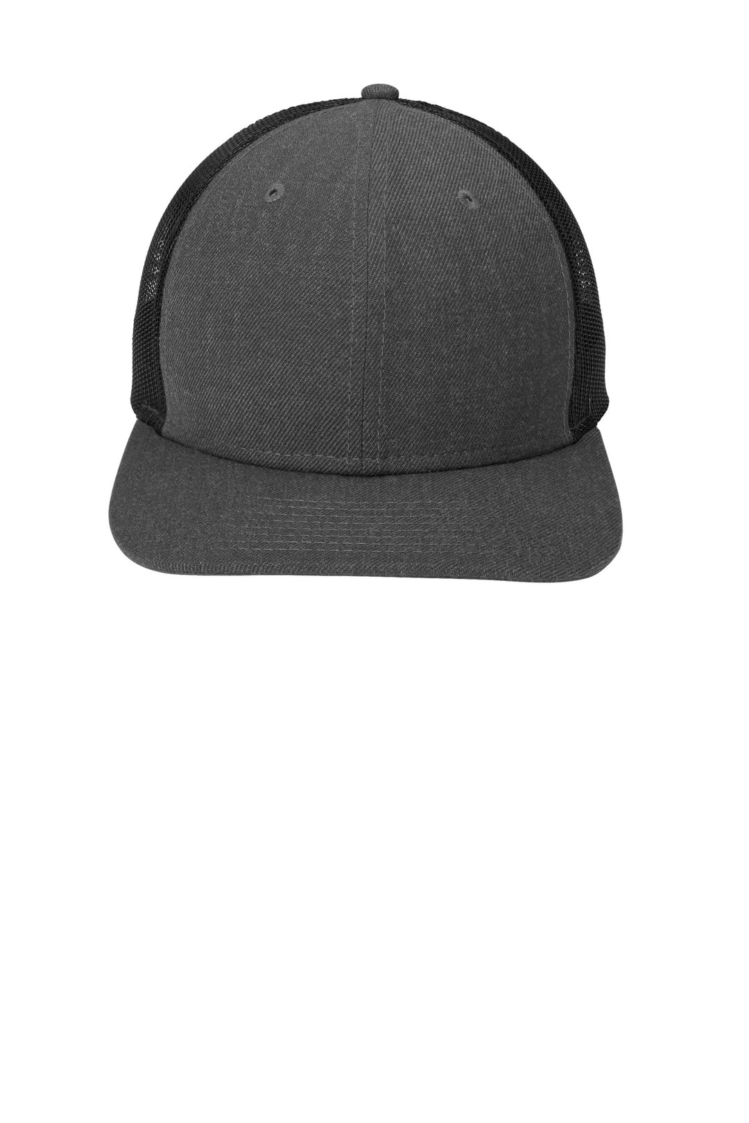 Front View of HtGrph/Blk New Era Snapback Low Profile Trucker Cap NE207