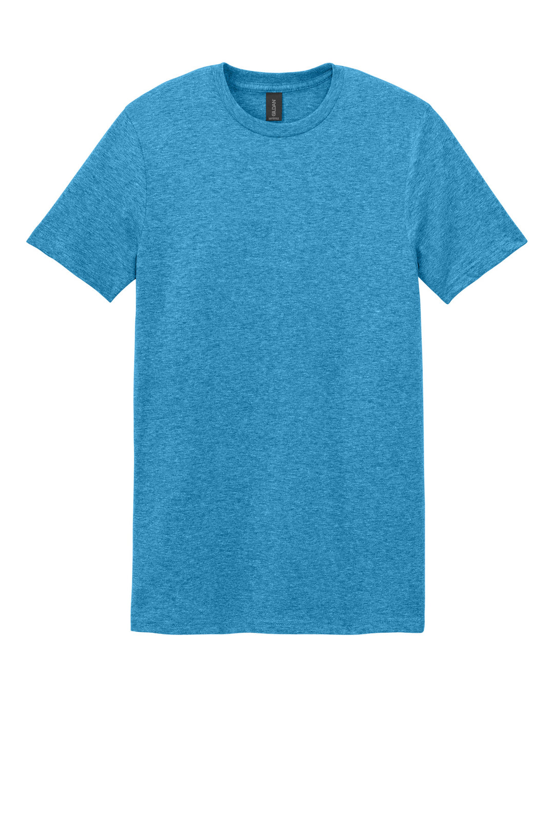 Front View of Hthr Sapphire Gildan Softstyle T-Shirt. 64000