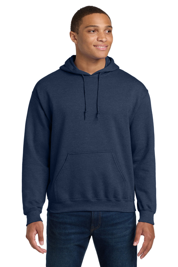 Front View of HthrDkNavy Gildan - Heavy Blend Hooded Sweatshirt. 18500