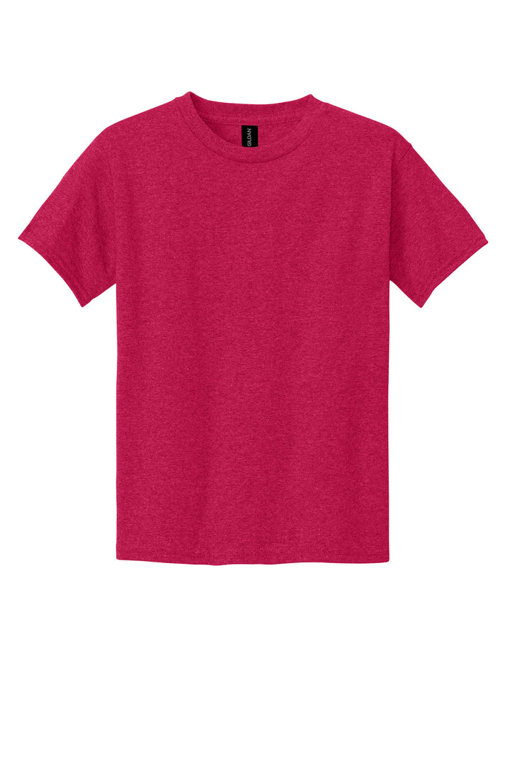 Front View of HthrRed Gildan - Youth Heavy Cotton 100% Cotton T-Shirt. 5000B