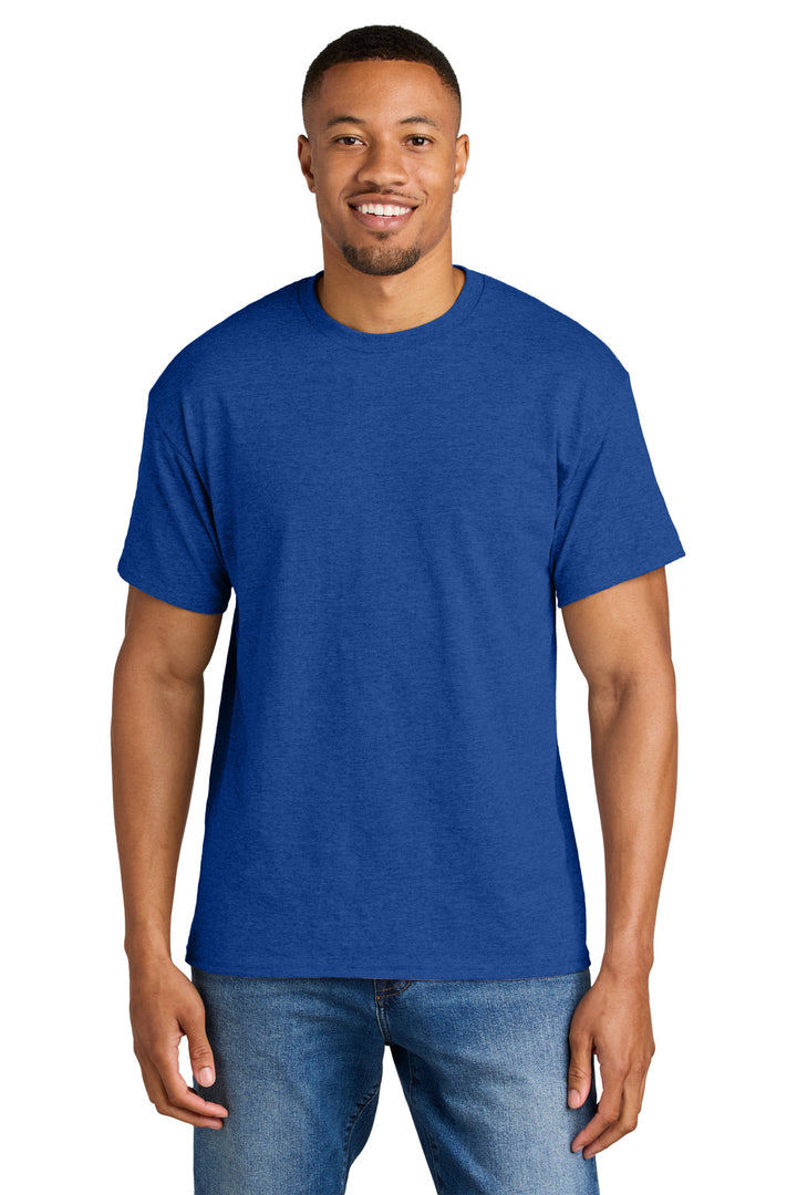 Front View of HtrDpRoyal Gildan DryBlend 50 Cotton/50 Poly T-Shirt. 8000