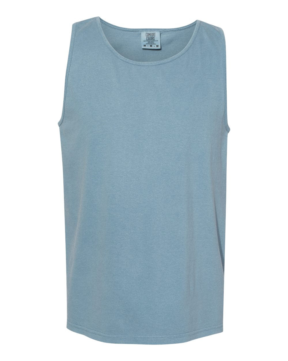 Front View of Ice Blue Garment-Dyed Heavyweight Tank Top - 9360