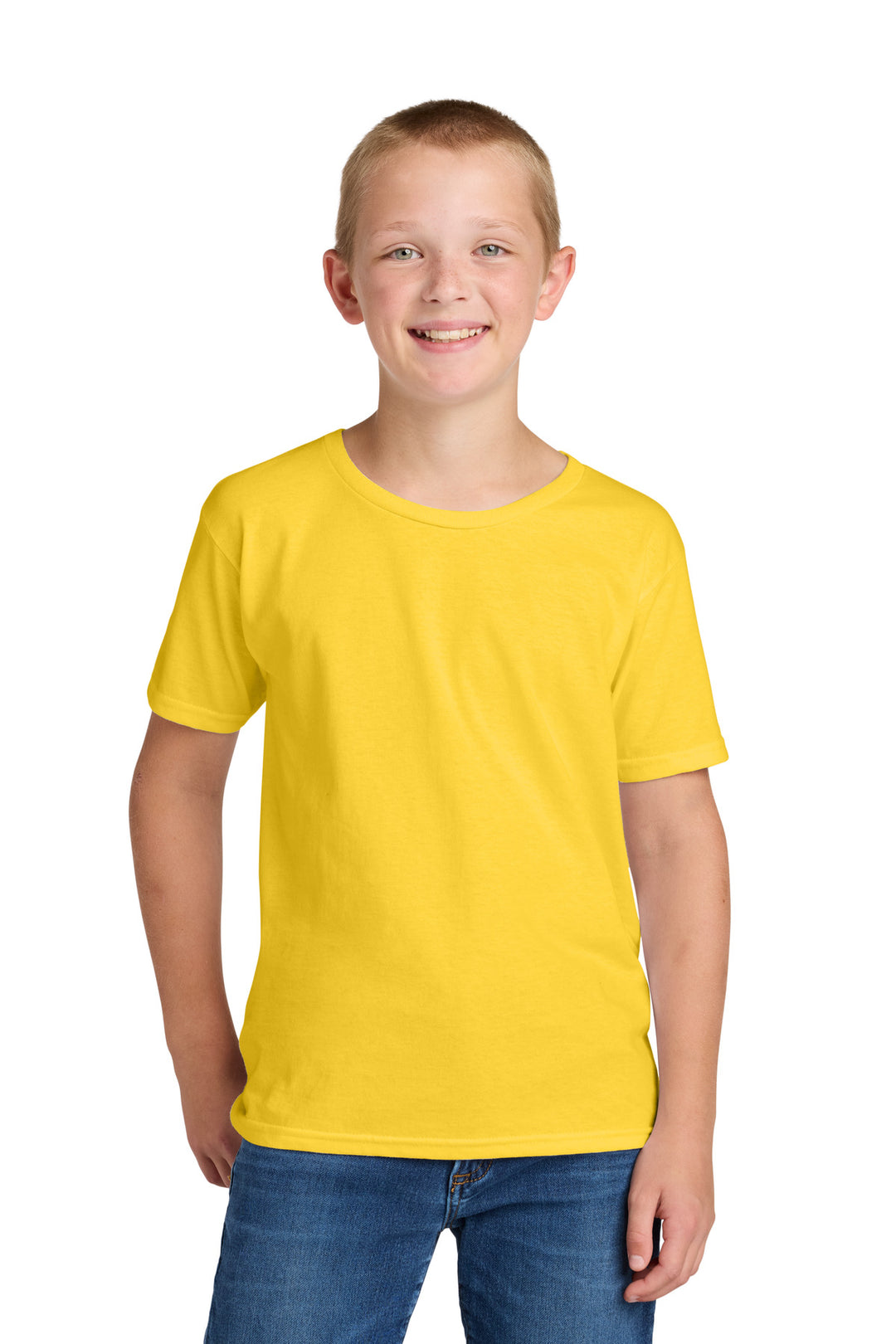 Front View of IslandYllw Jerzees Classics Youth Cotton T-Shirt 363Y