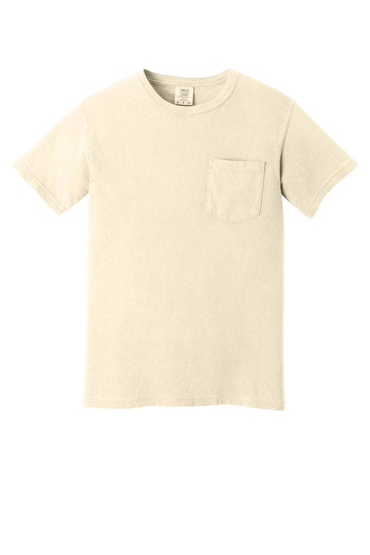 Front View of Ivory COMFORT COLORS Heavyweight Ring Spun Pocket Tee. 6030
