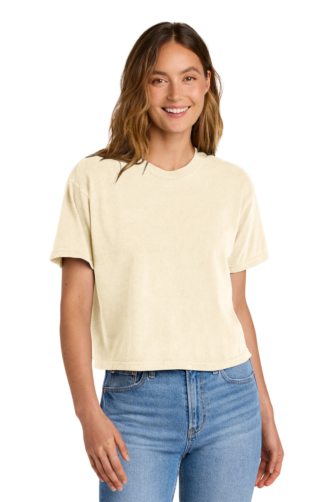 Front View of Ivory Comfort Colors Women's Heavyweight Boxy Tee 3023CL