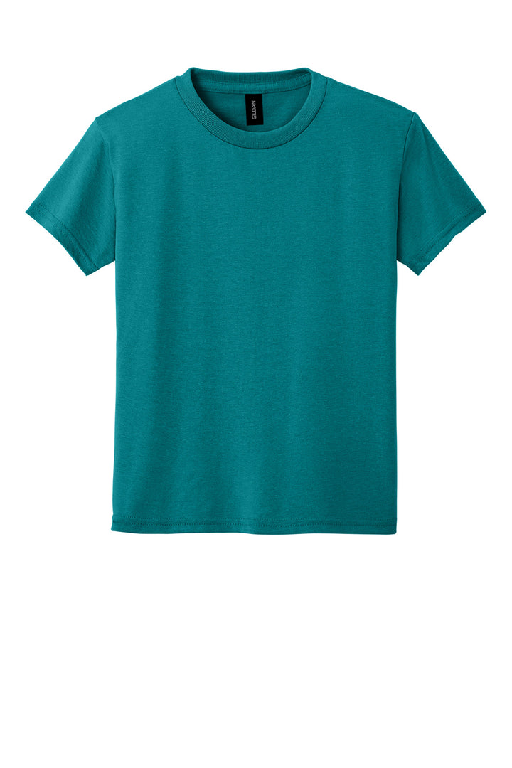 Front View of Jade Dome Gildan Youth DryBlend 50 Cotton/50 Poly T-Shirt. 8000B