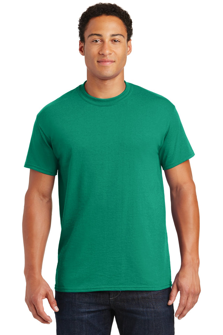 Front View of Kelly Green Gildan DryBlend 50 Cotton/50 Poly T-Shirt. 8000