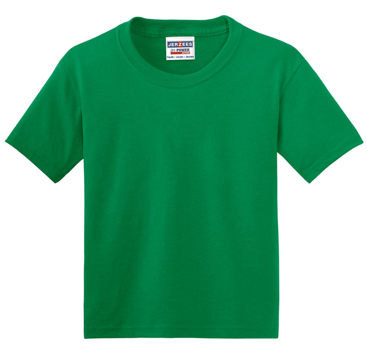 Front View of Kelly Jerzees - Youth Dri-Power 50/50 Cotton/Poly T-Shirt. 29B