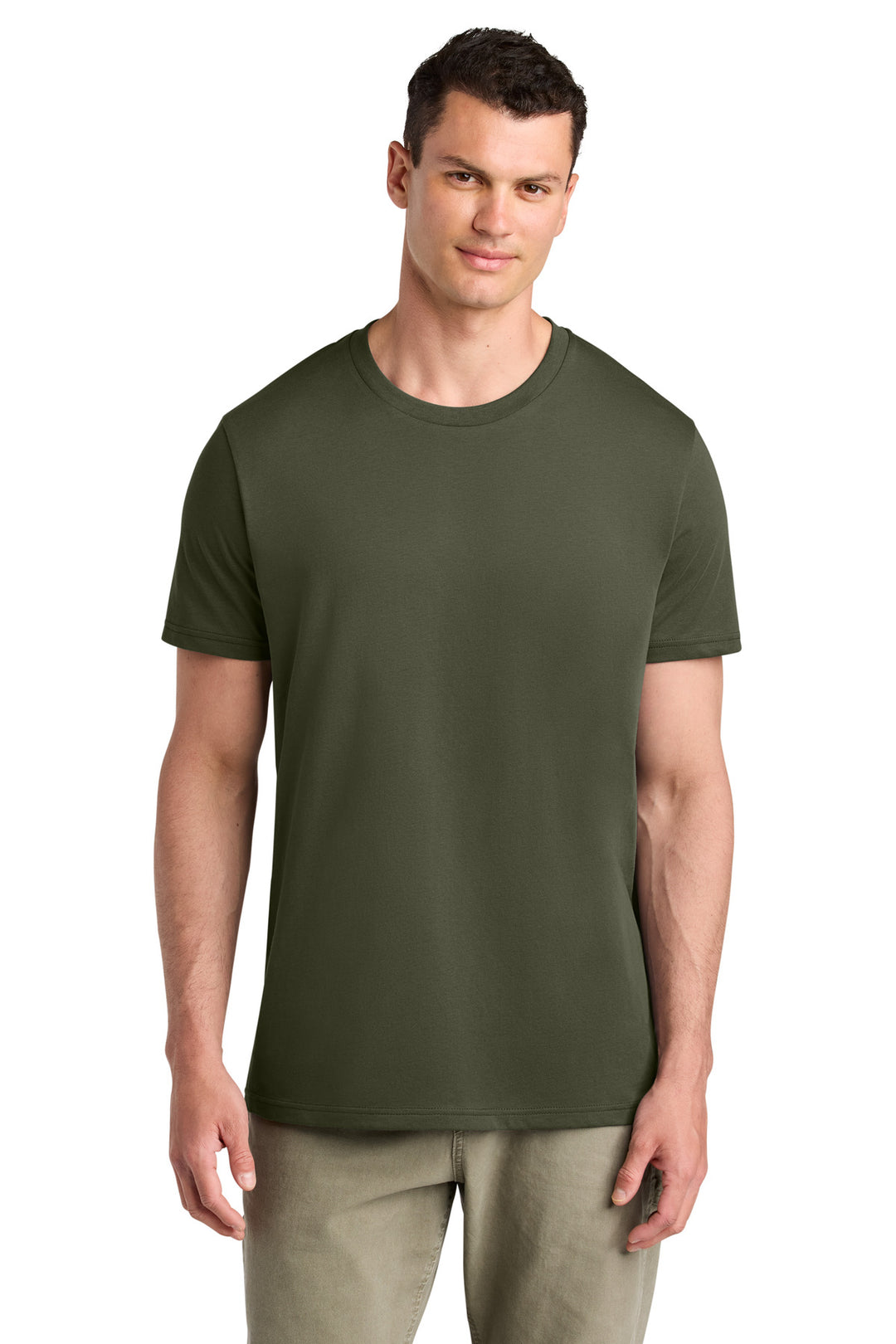 Front View of KhakiGreen Stanley/Stella Unisex Crafter Tee SXU007