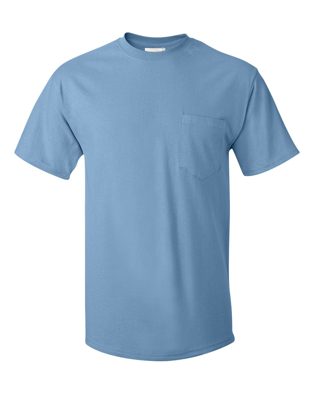 Front View of Light Blue Authentic Pocket T-Shirt - 5590