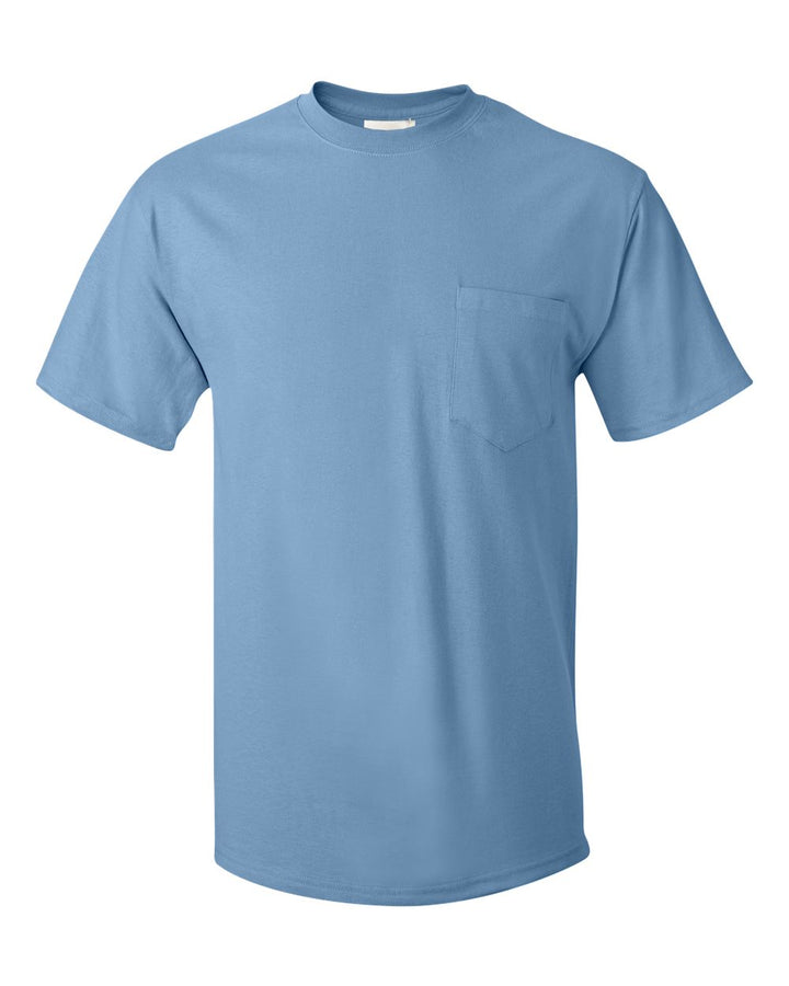 Front View of Light Blue Authentic Pocket T-Shirt - 5590