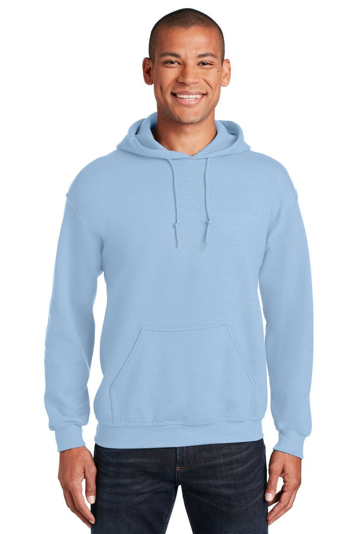 Front View of Light Blue Gildan - Heavy Blend Hooded Sweatshirt. 18500
