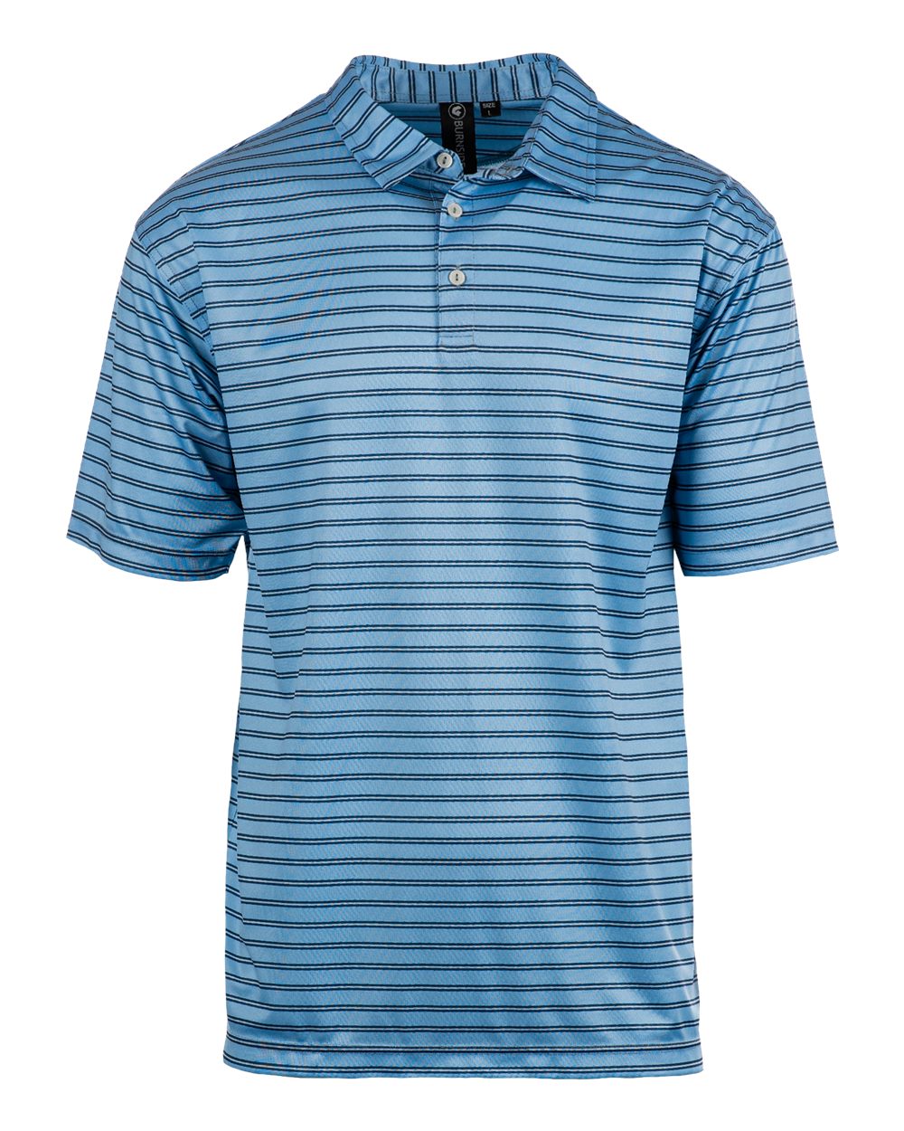 Front View of Light Blue/ Navy Golf Polo - 0101