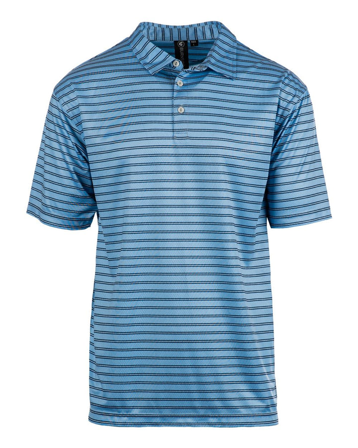 Front View of Light Blue/ Navy Golf Polo - 0101