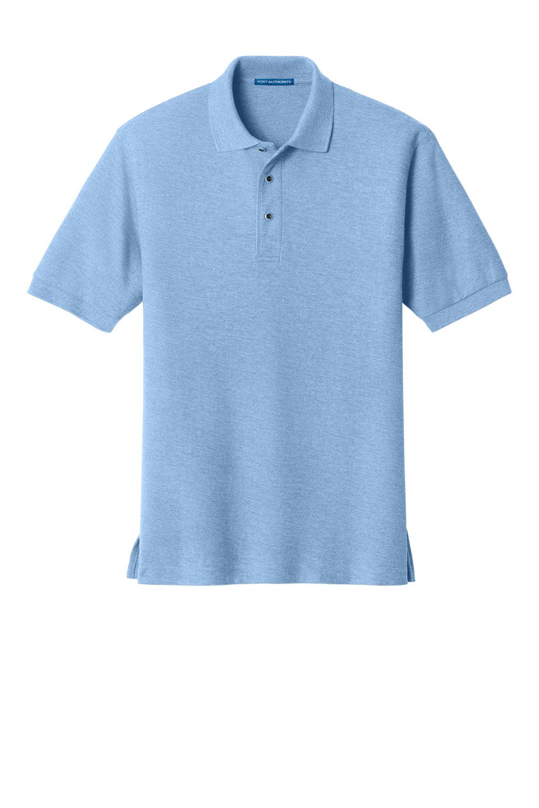 Front View of Light Blue Port Authority Silk Touch Polo K500