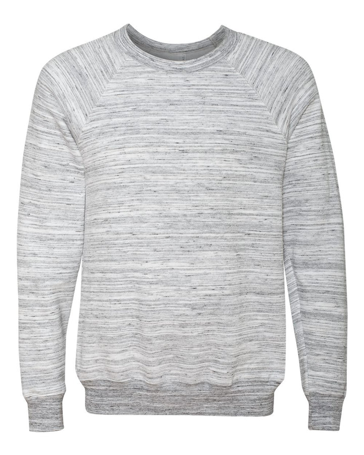 Front View of Light Grey Marble Sponge Fleece Raglan Crewneck Sweatshirt - 3901