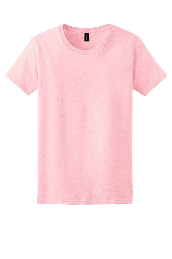 Front View of Light Pink Gildan Women's Ultra Cotton 100% US Cotton T-Shirt. 2000L
