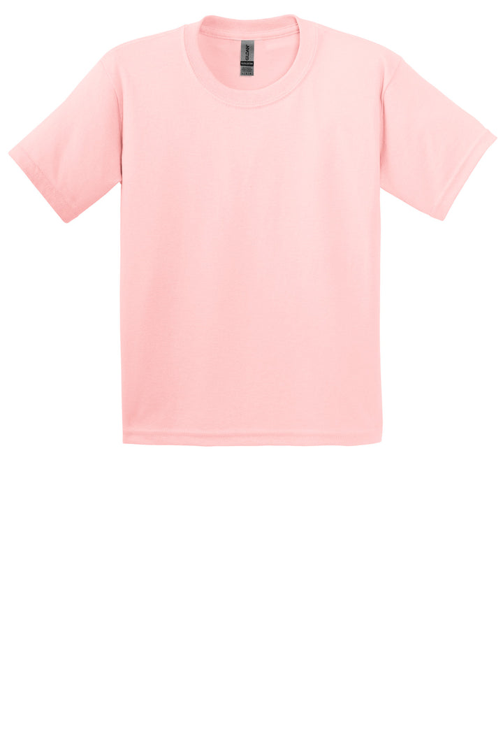 Front View of Light Pink Gildan - Youth Ultra Cotton 100% US Cotton T-Shirt. 2000B