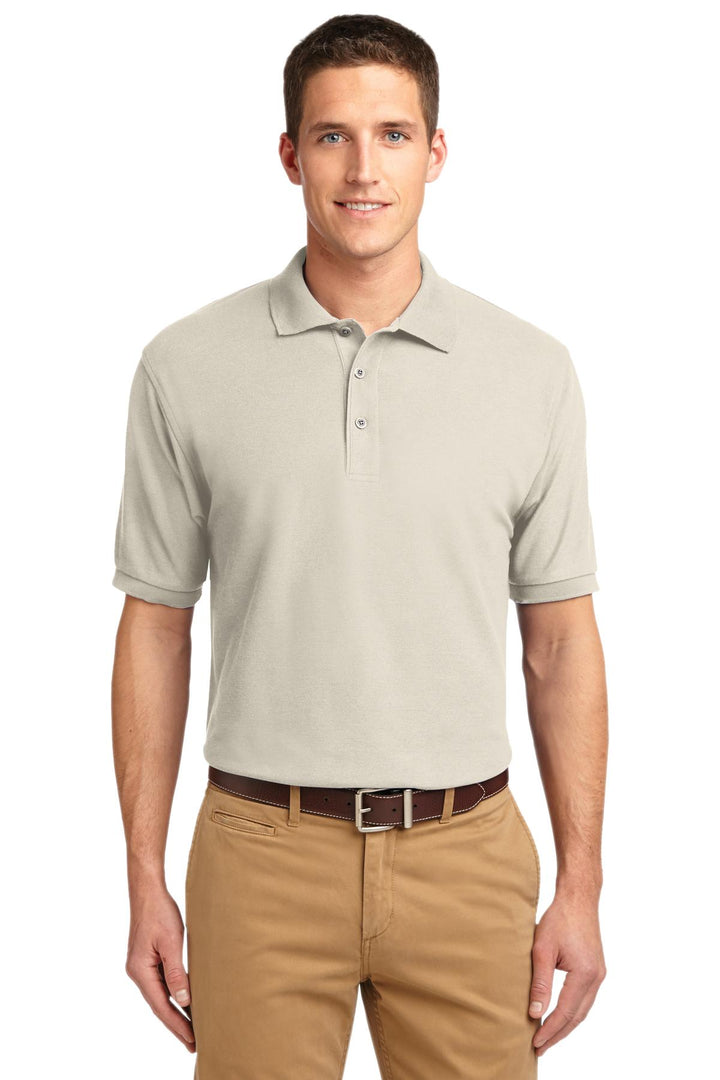 Front View of Light Stone Port Authority Silk Touch Polo K500