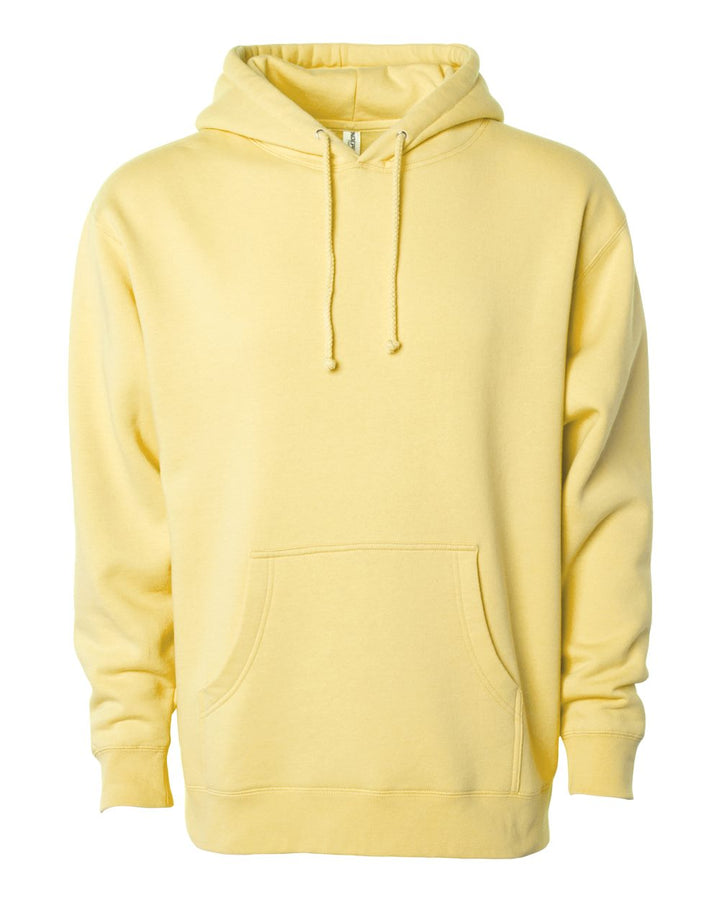 Front View of Light Yellow Heavyweight Hooded Sweatshirt - IND4000
