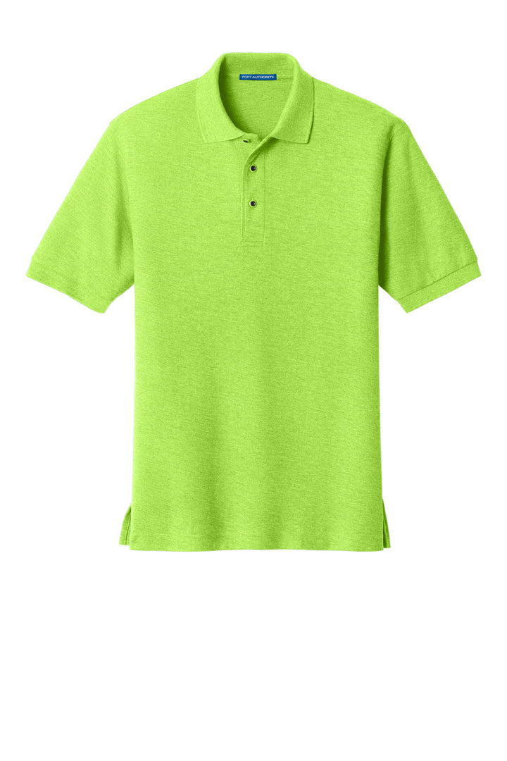 Front View of Lime Port Authority Silk Touch Polo K500