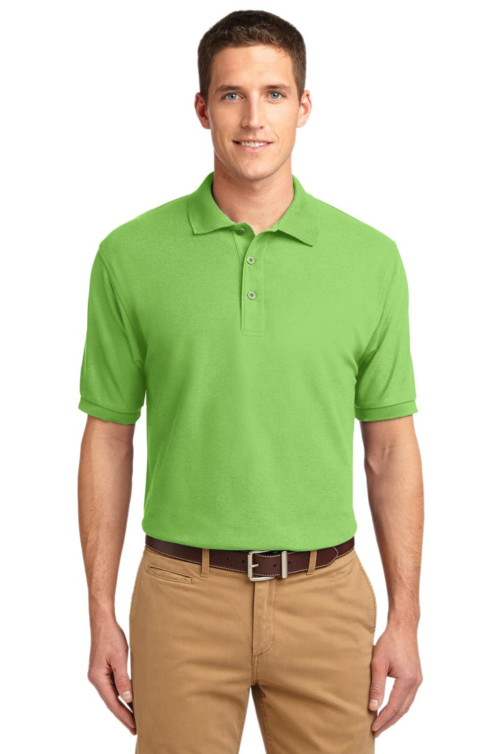 Front View of Lime Port Authority Silk Touch Polo K500