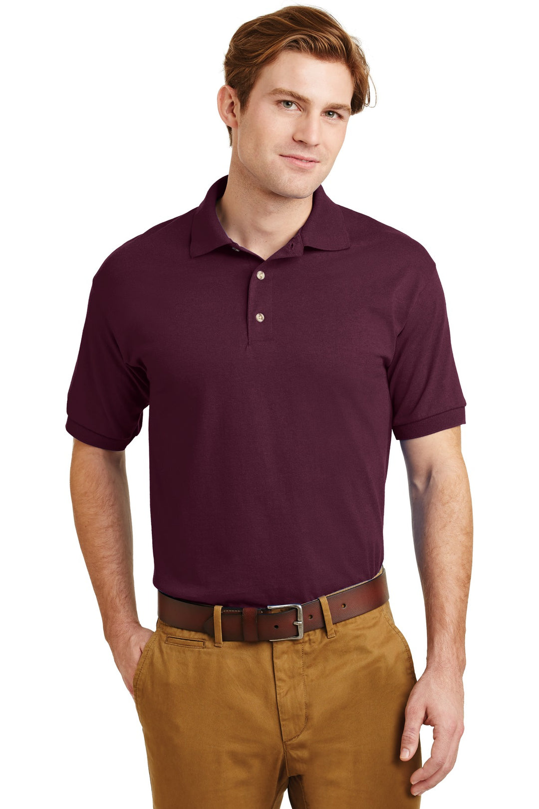 Front View of Maroon Gildan - DryBlend 6-Ounce Jersey Knit Sport Shirt. 8800