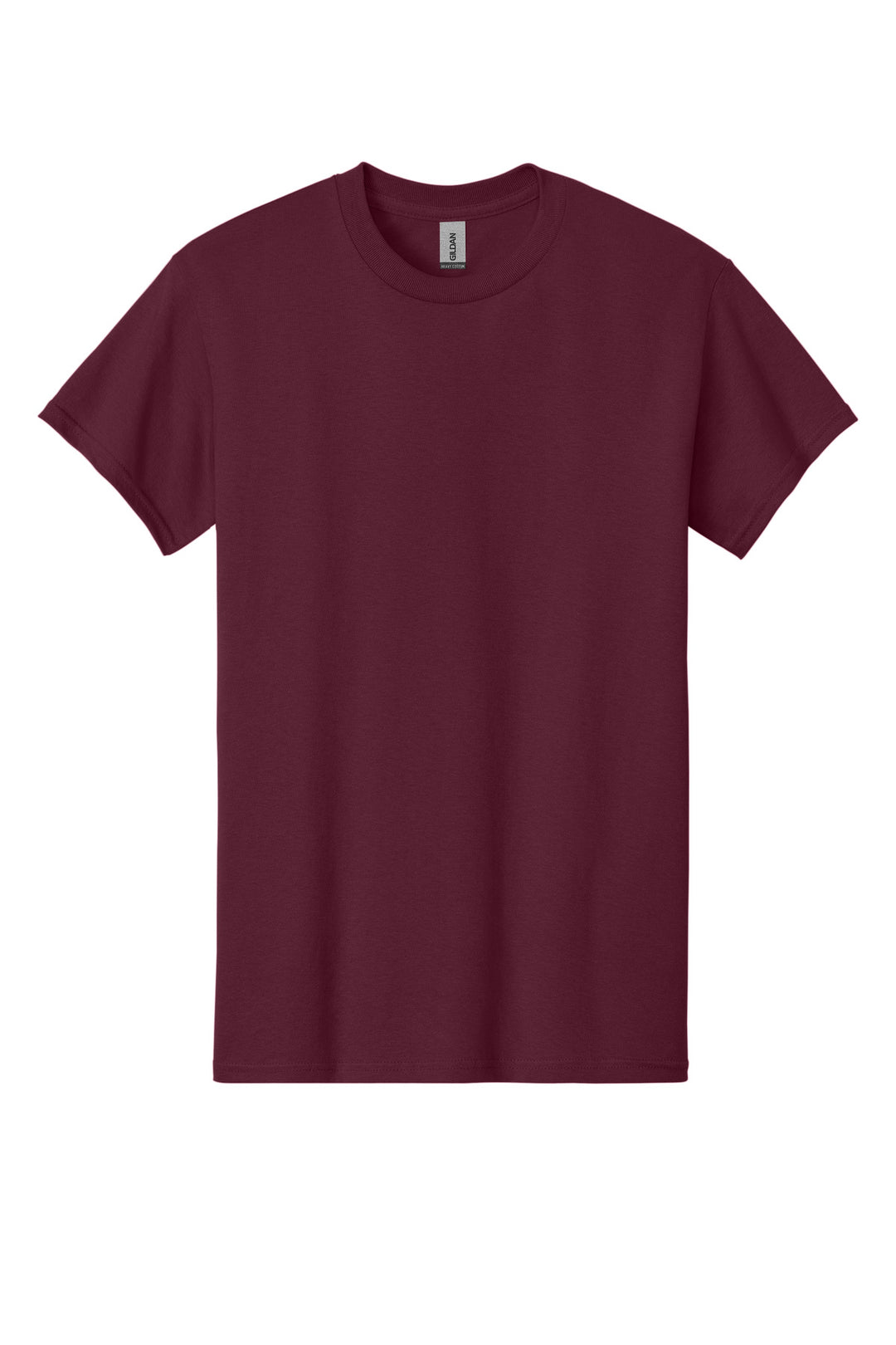 Front View of Maroon Gildan - Heavy Cotton 100% Cotton T-Shirt. 5000