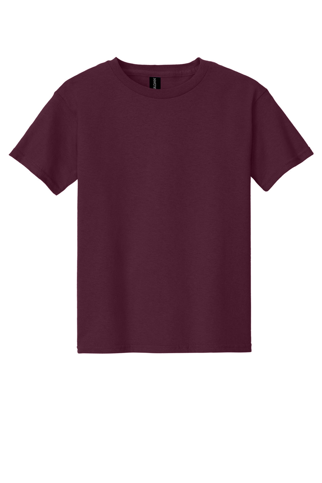 Front View of Maroon Gildan - Youth Heavy Cotton 100% Cotton T-Shirt. 5000B