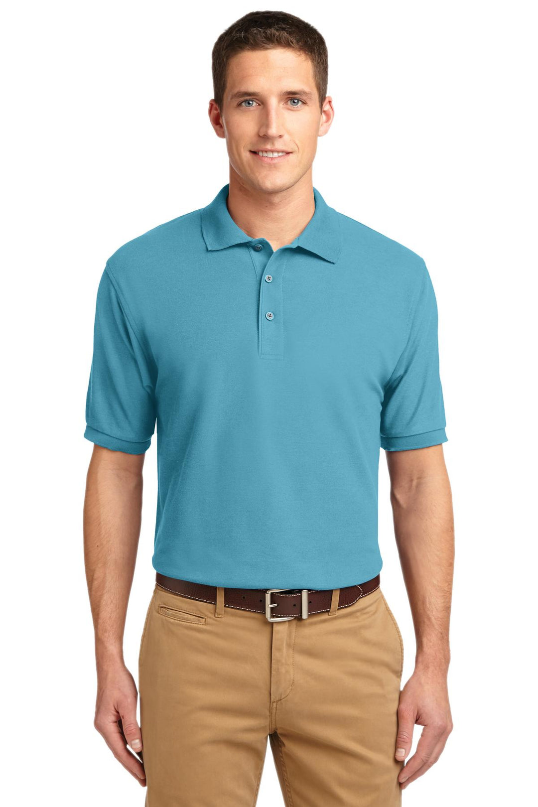 Front View of Maui Blue Port Authority Silk Touch Polo K500