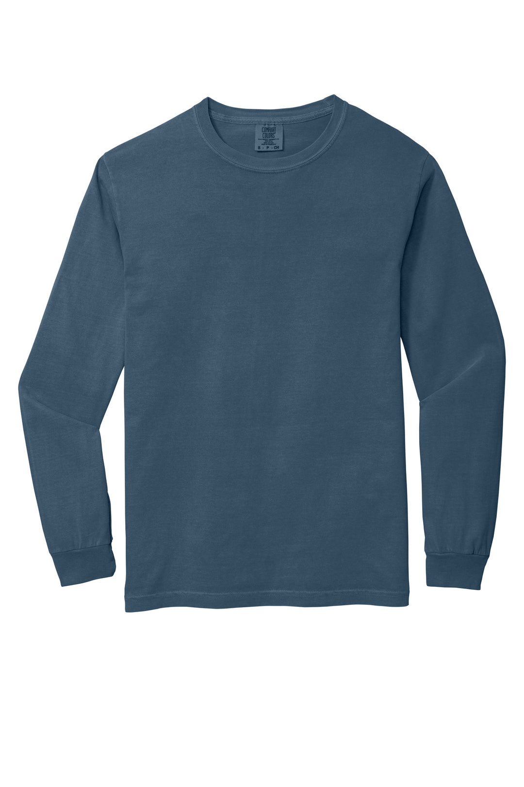 Front View of Midnight COMFORT COLORS Heavyweight Ring Spun Long Sleeve Tee. 6014