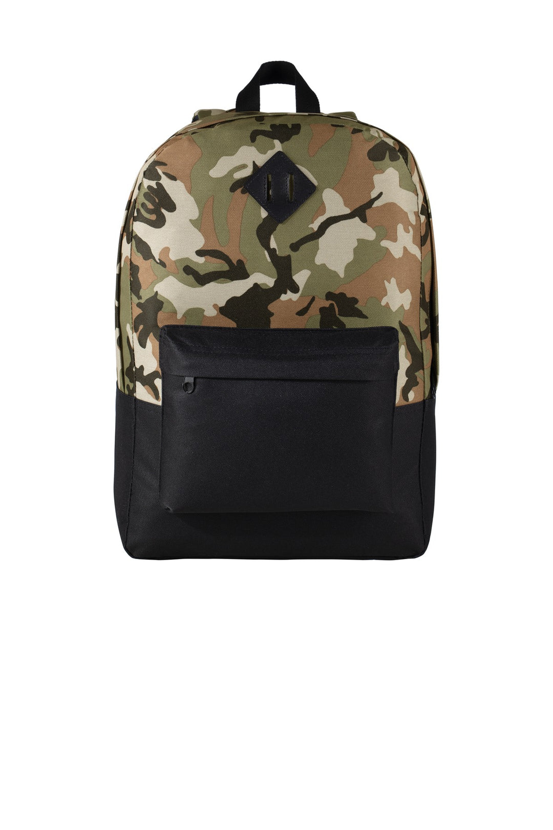 Front View of Mil Camo/Black Port Authority Retro Backpack BG7150