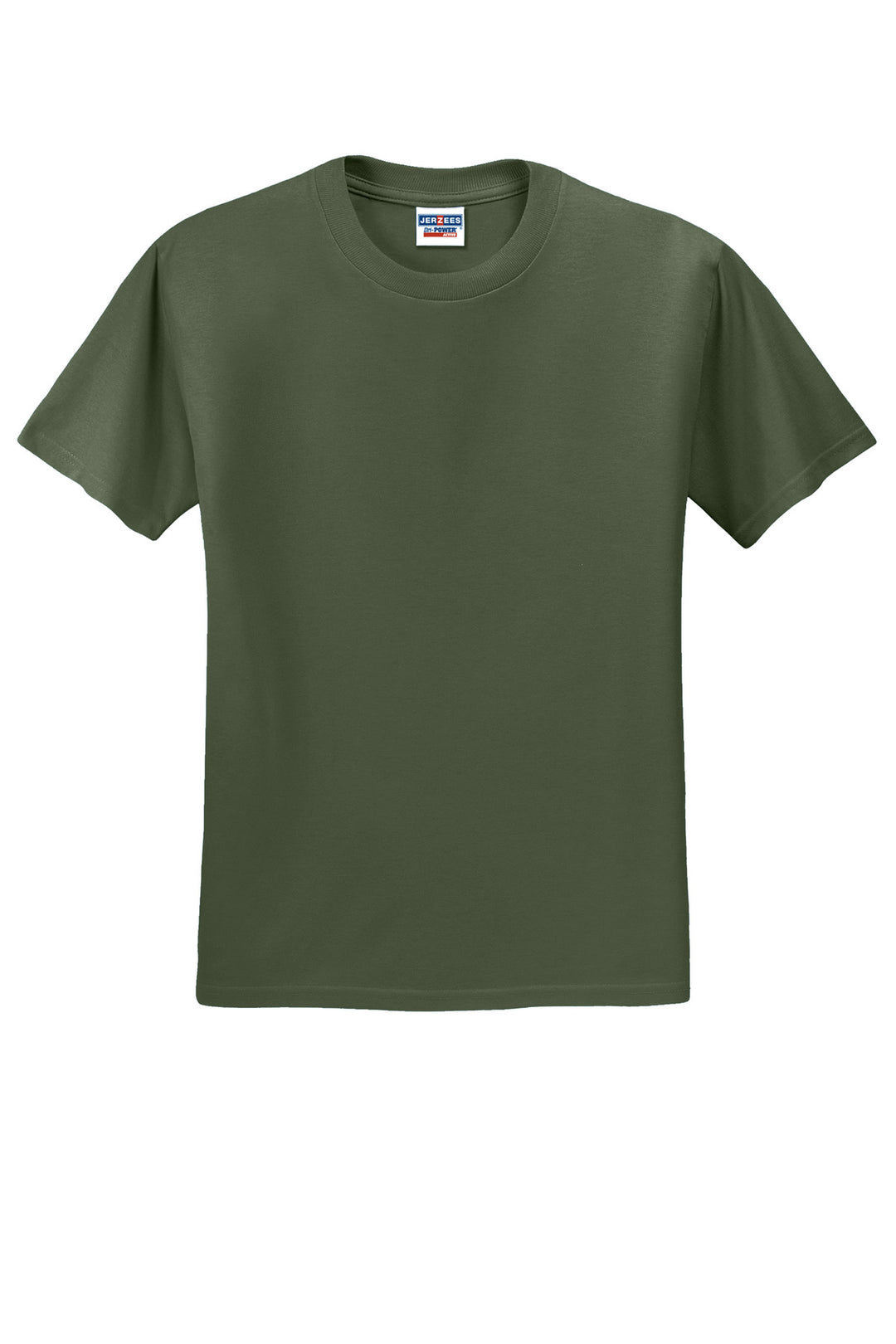 Front View of Military Green Jerzees - Dri-Power 50/50 Cotton/Poly T-Shirt. 29M